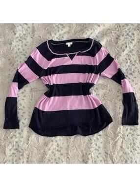 gap navy & purple striped long sleeve top